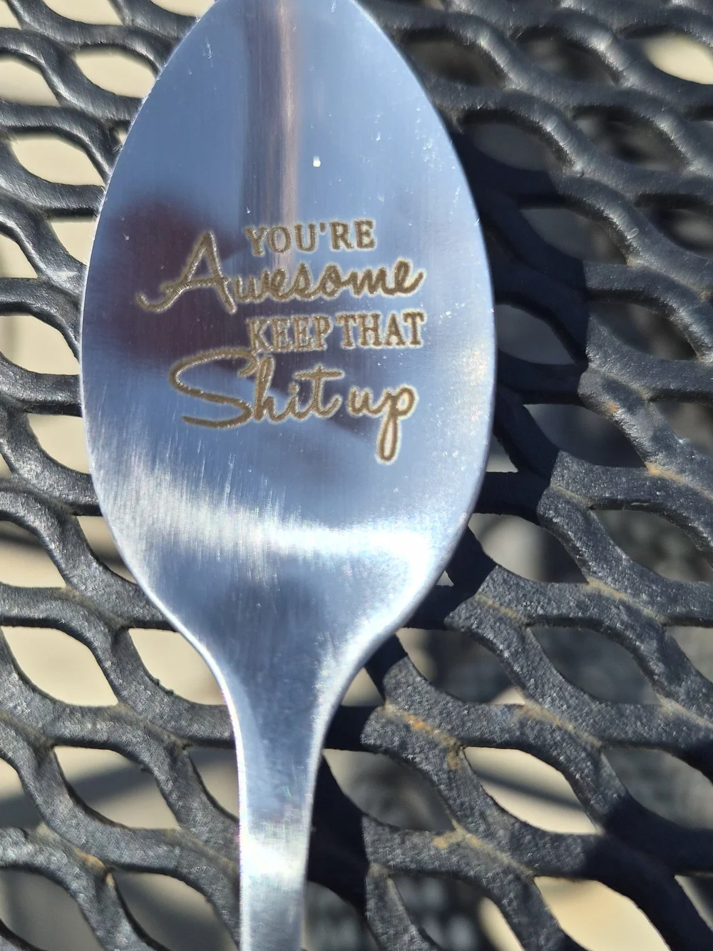 Add a little humor to your coffee, tea, or dessert time with this fun set of eng